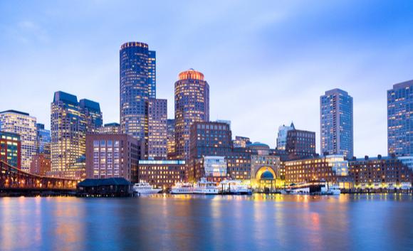 Massachusetts skyline Boston colorful skyline