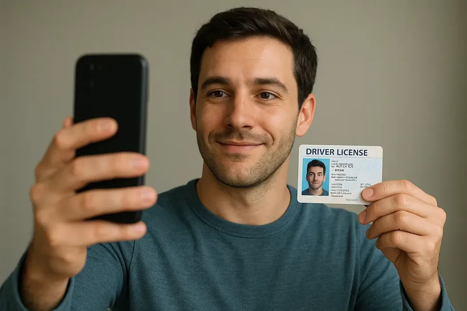 Man verifying his identity using RVezy's verification process