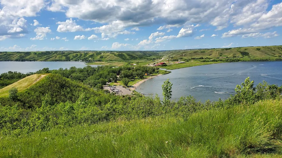 Rolling-hills-lakes-Saskatchewan Rolling hills and lakes in Saskatchewan