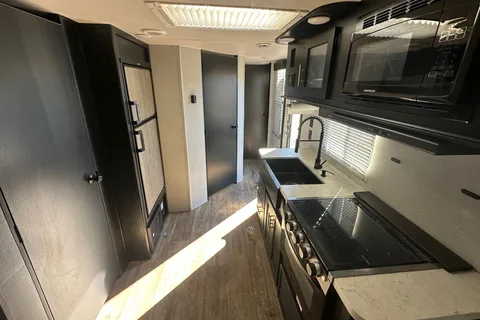 Grey Wolf rear drop patio with gate great for a family of 4 or just two!