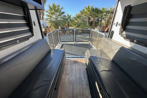 Grey Wolf rear drop patio with gate great for a family of 4 or just two!