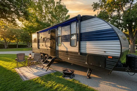 Grey Wolf rear drop patio with gate great for a family of 4 or just two!