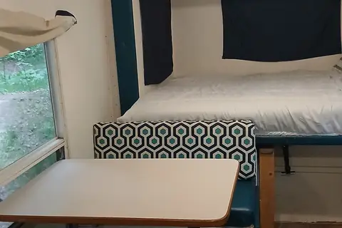 Nikki's cozy, kid friendly, pet friendly trailer. 