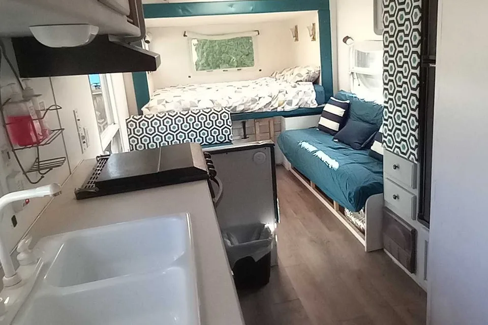 Nikki's cozy, kid friendly, pet friendly trailer. 