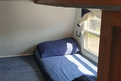 Nikki's cozy, kid friendly, pet friendly trailer. 