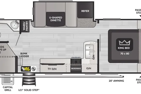 30’ King Bed, Bunks, Huge Kitchen, Griddle, Kayaks, and more!!