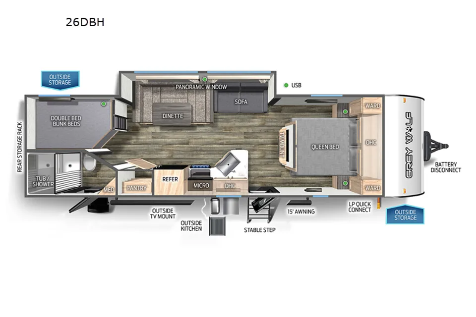 The Wolf 26DBH Travel Trailer