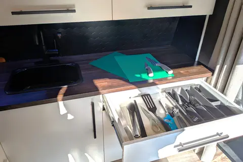 Heated! XL Bed (6ft 8" long) Solar-Powered Cozy Modern Cabin on Wheels!