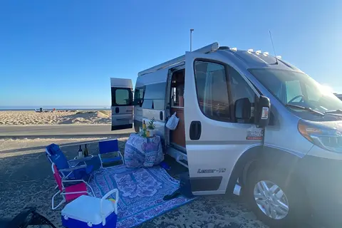 Luxury Class B Camper Van Glamping | King Bed, Bathroom, Generator