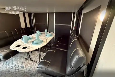 SPORTSTER Toy Hauler with 2 Queen Beds, U-Shaped Dinette & Sofa