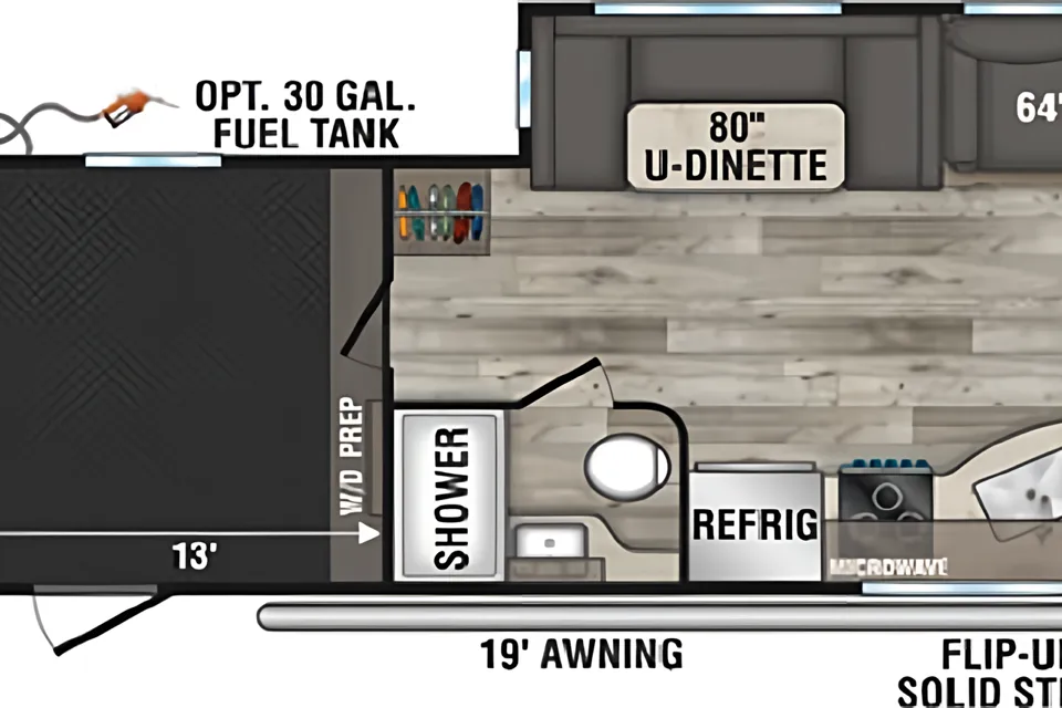 SPORTSTER Toy Hauler with 2 Queen Beds, U-Shaped Dinette & Sofa