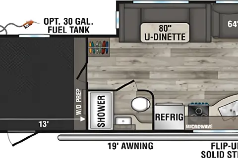 SPORTSTER Toy Hauler with 2 Queen Beds, U-Shaped Dinette & Sofa