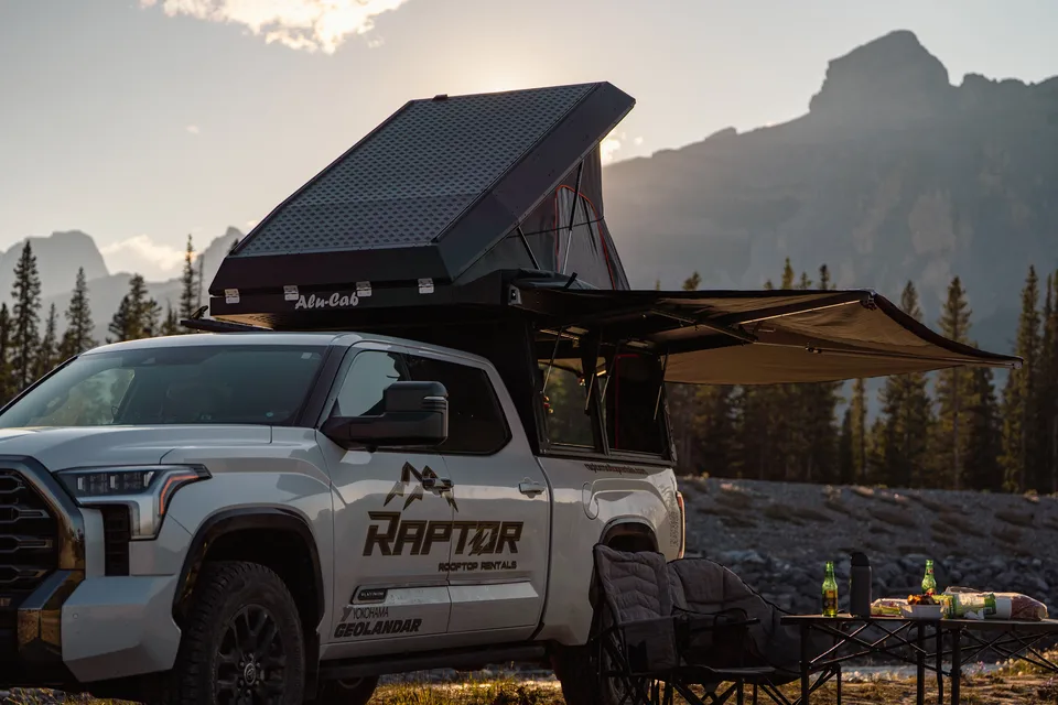 Raptor Rooftop Rentals's Tundra with Alu Cab Canopy Camper