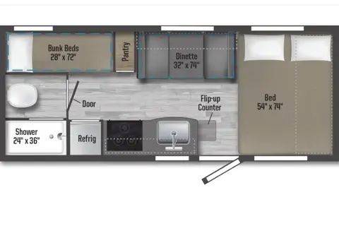 The Happy Glamper Bunkhouse - Winnebago Micro Minnie 1800BH Travel Trailer
