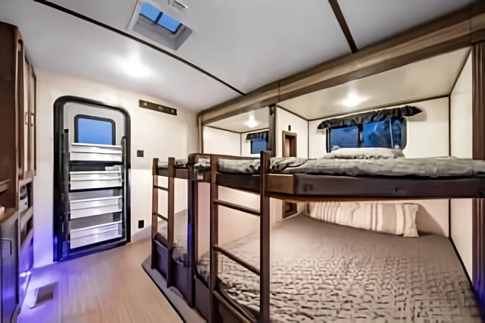 Unique Bunk Room with Quad Double-Bunks