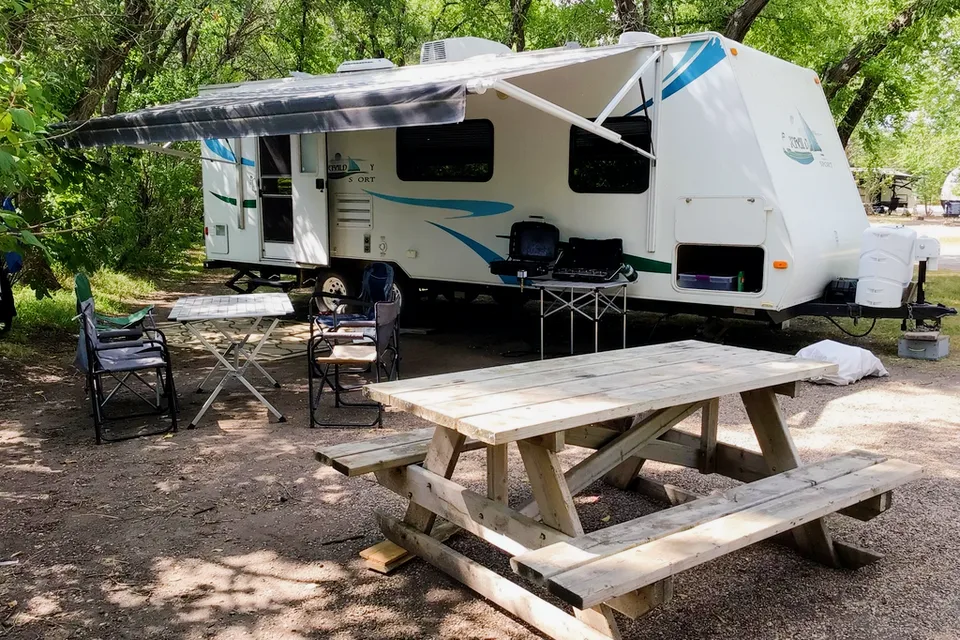 Relaxing at Emerald Bay Travel Trailer 