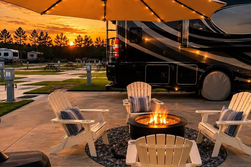 Shell Yeah! Luxury motorhome glamping-resort pool -5 mins to beach