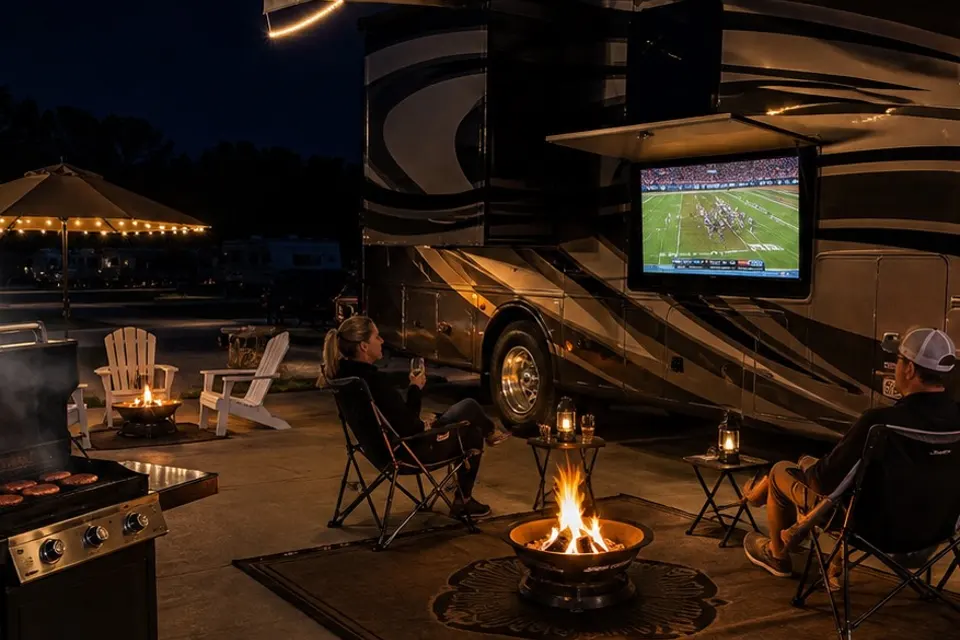 Shell Yeah! Luxury motorhome glamping-resort pool -5 mins to beach