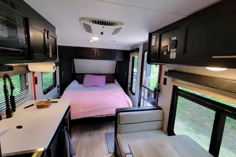 Leigh and Kenzie's Forest River Cherokee Wolf Pup 16FQBL Travel Trailer