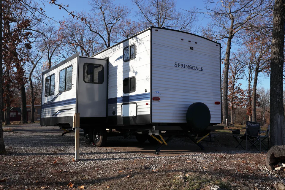 Say hello to "Joy"! Our 21 Keystone Springdale 282BH! Located near Table Rock Lake, Branson Missouri & Lake Of The Ozarks