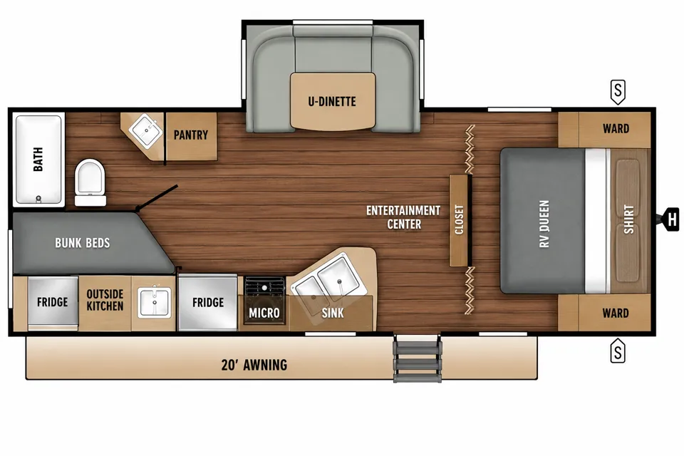 Easy to Tow Double Bunk 28 feet Travel Trailer with Slideout
