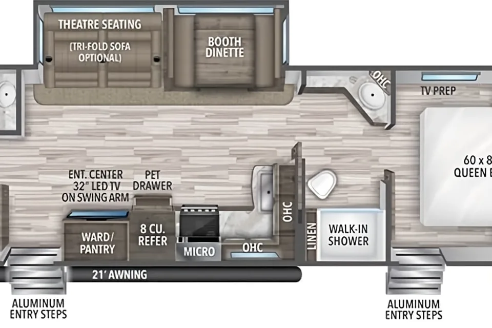 TRANSCEND BH w/ QUAD BUNKS, 1.5 BATHS, THEATER SEATING & DINETTE