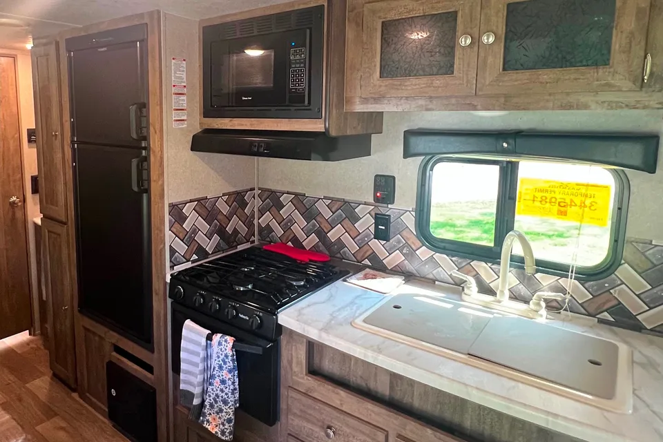 Modern family friendly travel trailer.