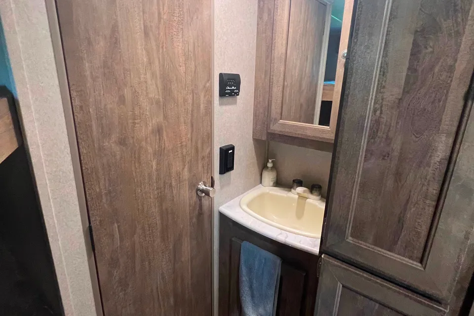 Modern family friendly travel trailer.