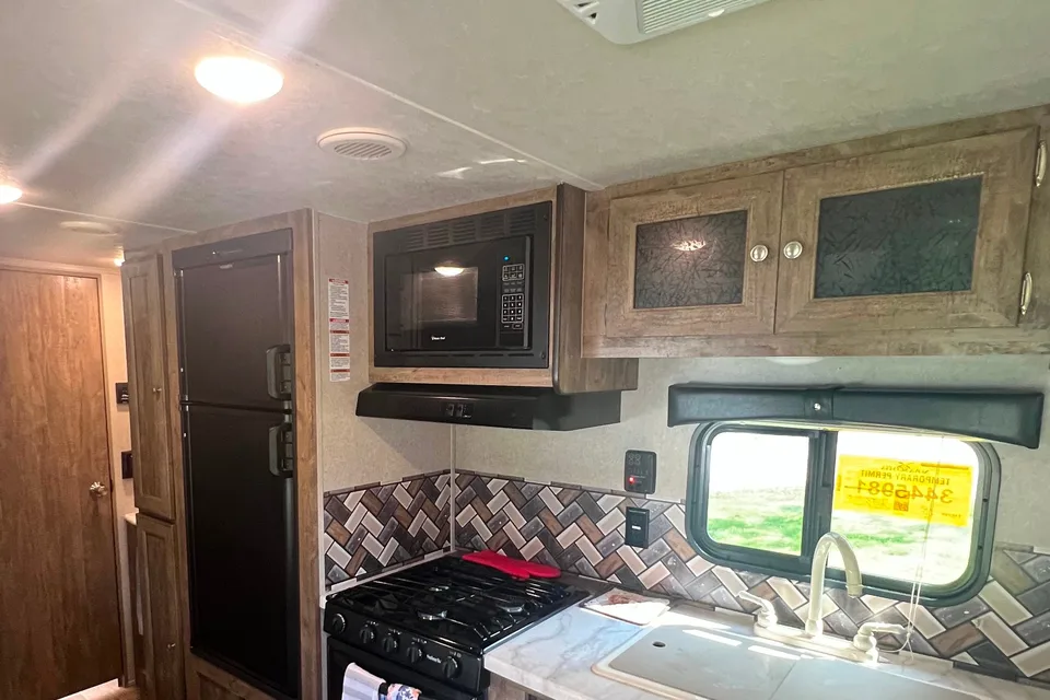 Modern family friendly travel trailer.
