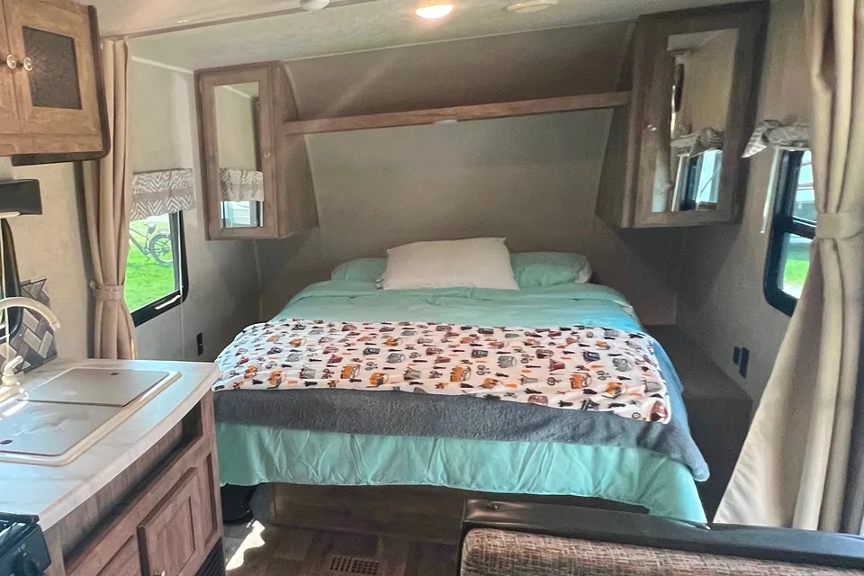 Modern family friendly travel trailer.