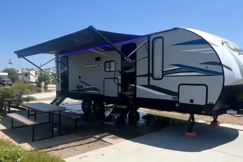 Forest River Travel Trailer private bedroom and bunkhouse