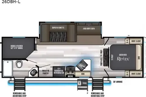 Forest River Travel Trailer private bedroom and bunkhouse