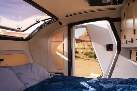 Lucy, our 2024 Escapod Voyager TOPO2 w/ FSR Premium Hybrid Roof Top Tent
