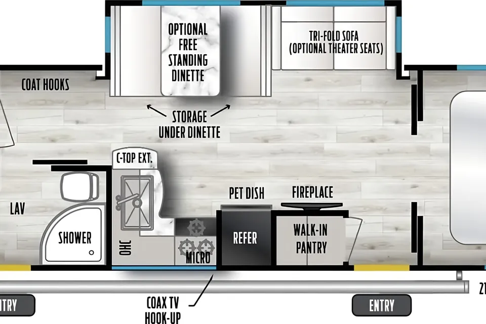 Party trailer on wheels