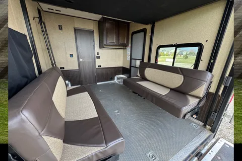 Spacious Toy Hauler Trailer: Queen Beds, Massage Sofa, A/C & More!