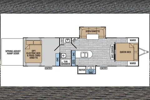 Spacious Toy Hauler Trailer: Queen Beds, Massage Sofa, A/C & More!