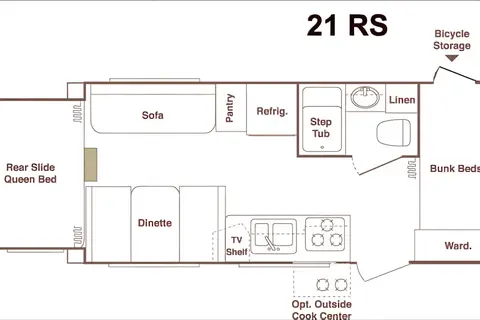 Cute, fully stocked Keystone Outback with rear slide sleeps 6