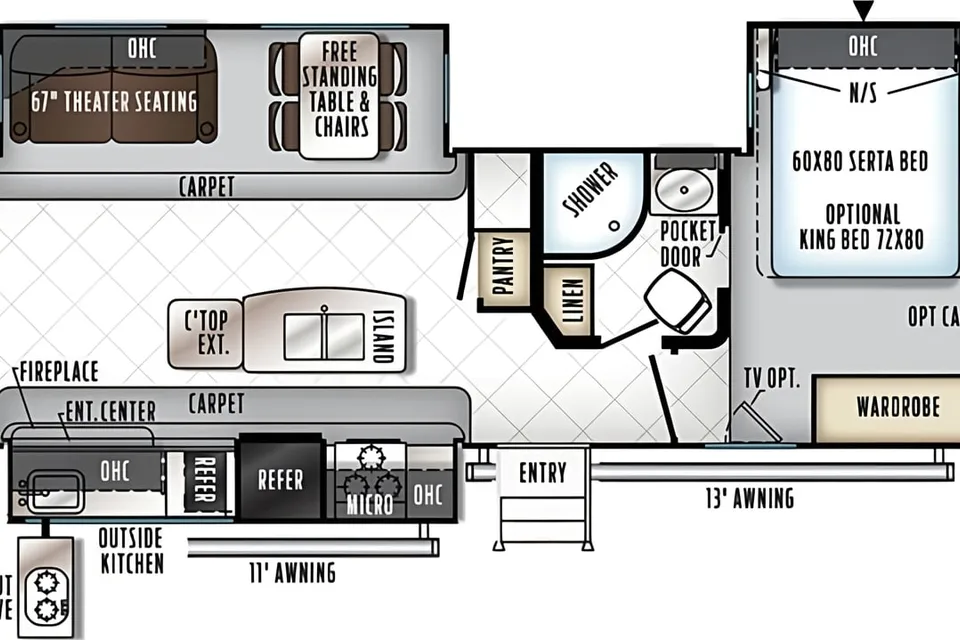 SIGNATURE w/ Private Master, Kitchen Island, Elec Fireplace & Outdoor Kitchen