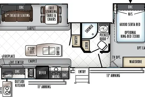 SIGNATURE w/ Private Master, Kitchen Island, Elec Fireplace & Outdoor Kitchen