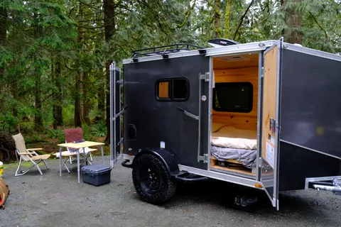 Cozy Off-Grid Cabin Trailer | Sleeps 2 | Solar + Water + Kitchen