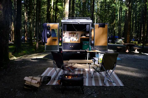 Cozy Off-Grid Cabin Trailer | Sleeps 2 | Solar + Water + Kitchen