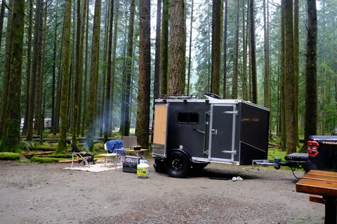 Cozy Off-Grid Cabin Trailer | Sleeps 2 | Solar + Water + Kitchen