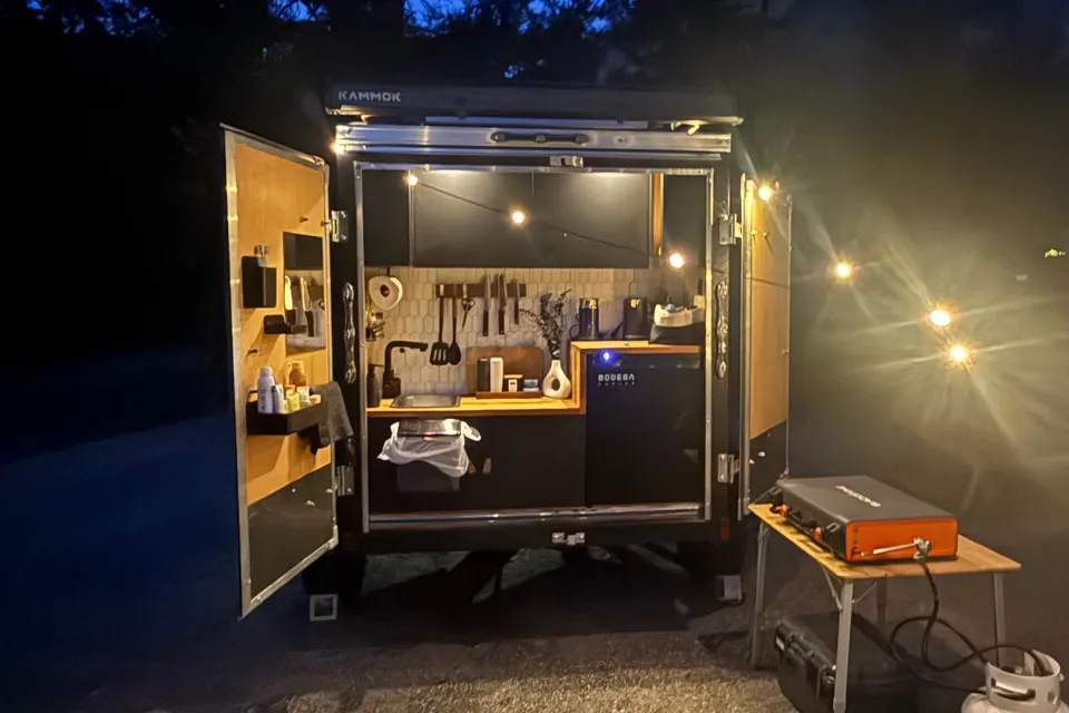 Cozy Off-Grid Cabin Trailer | Sleeps 2 | Solar + Water + Kitchen