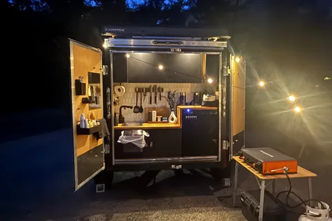 Cozy Off-Grid Cabin Trailer | Sleeps 2 | Solar + Water + Kitchen