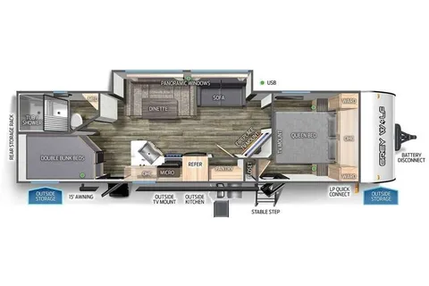 SDRV Rentals Forest River Grey Wolf 27BHC Travel Trailer