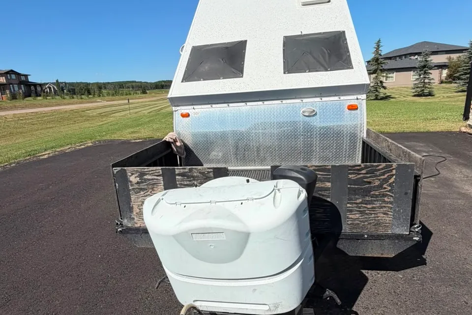 Musesica Forest River Flagstaff 12SDTH toy hauler A Frame Travel Trailer