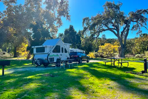 Experience Central Coast Camping in a Cute Aliner Classic Travel Trailer near the Coast (No Dunes)