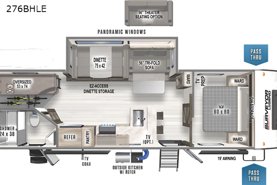 "Lewis & Clark" Sleeps 8 Memory Foam 1BR + Bunks w/ 2 Doors