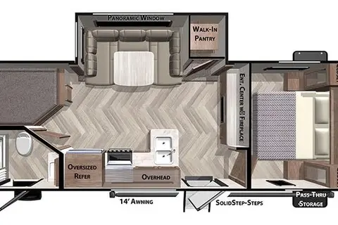 WILDWOOD X-LITE Bunkhouse w/ Keyless Entry, Private Master & Elec Fireplace