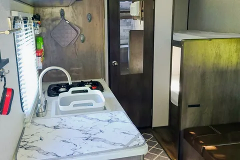 Kid Approved Camper Rental with Fireplace